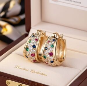 Elegant Gold Multicolor Hoop Earrings